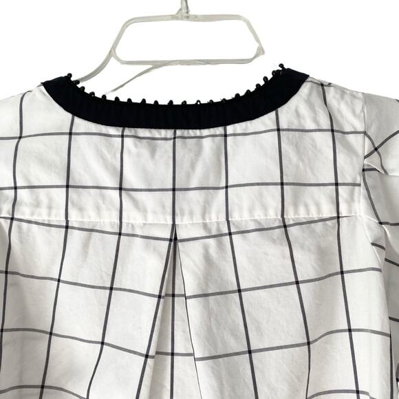 Weekend Max Mara Window Pain Check White Black Blouse Beaded Collar size large - Picture 6 of 9